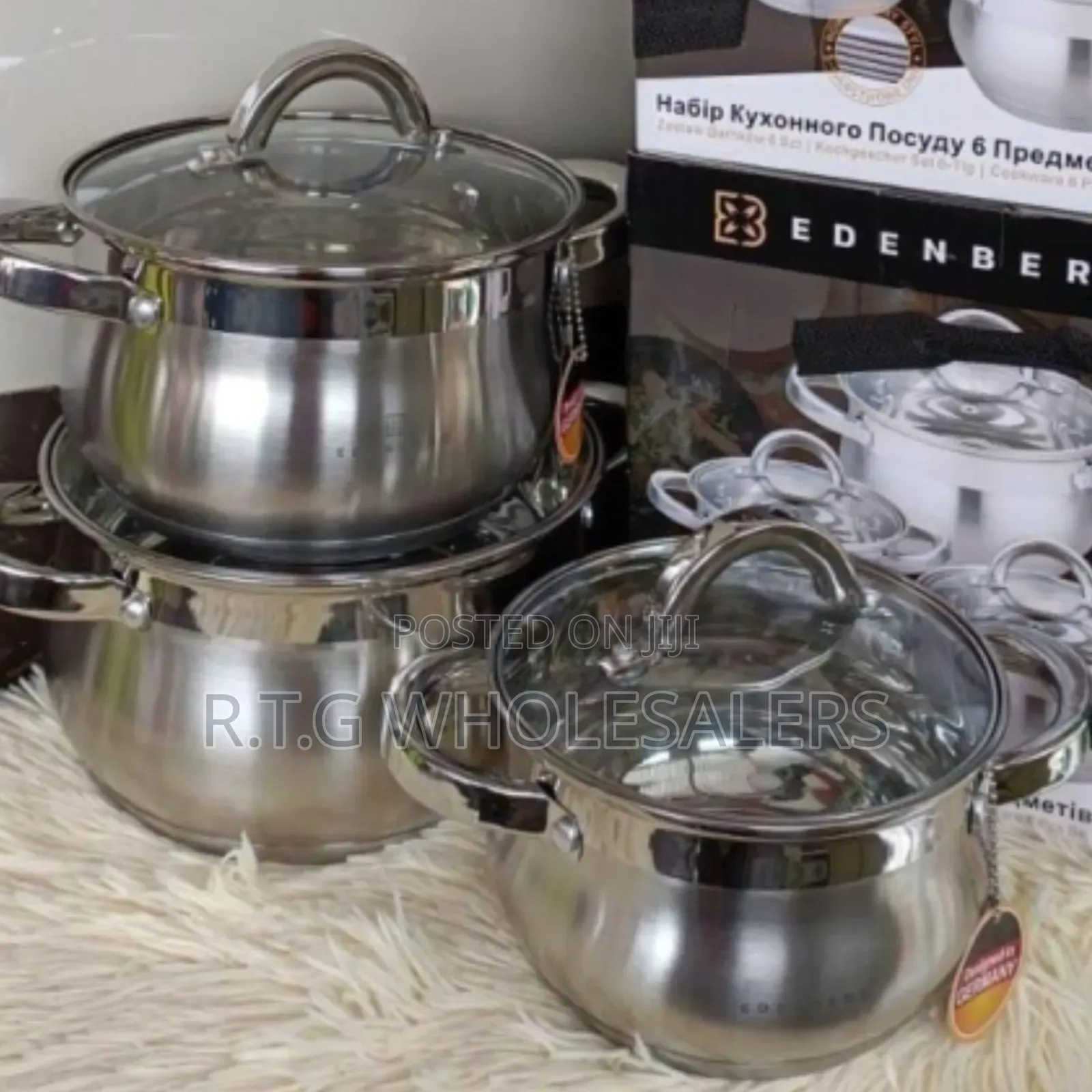 6-Piece Edenburg Eb-3716 Stainless Steel Cookware Set With Lids