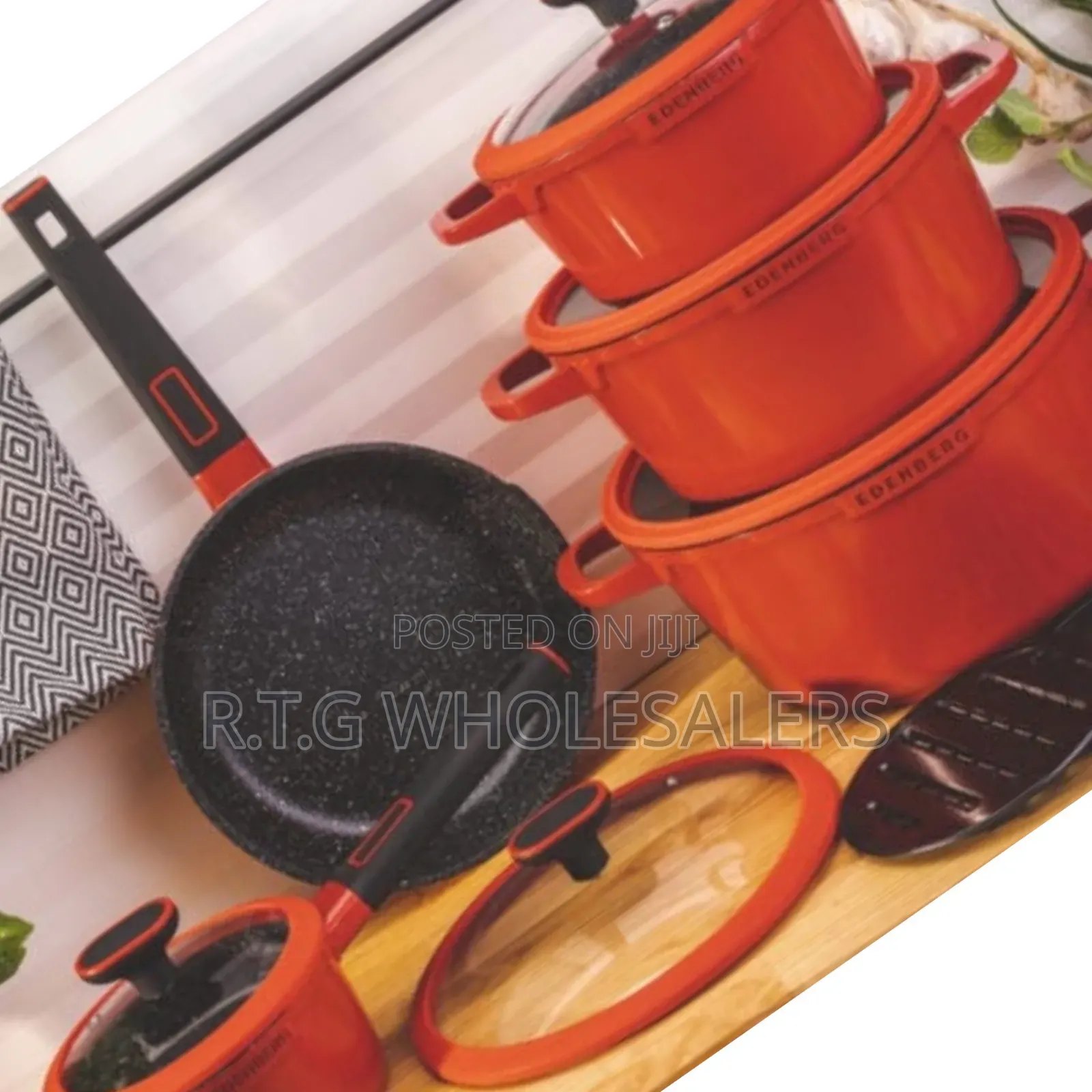 Edenburg 10pcs Nonstick Cookware With Glass Lids Heat Handles