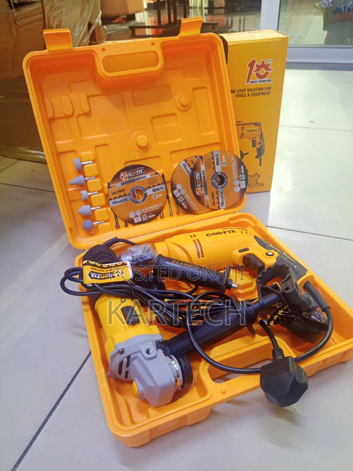 Coofix Corded Electric Tool Combo Kit (Impact Drill Angle Grinder)