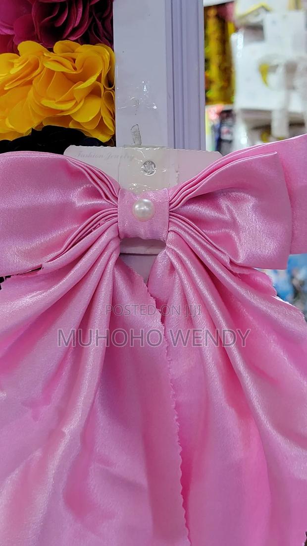 Light/Baby Pink Silk Hair Bow Clip - thumbnail 4