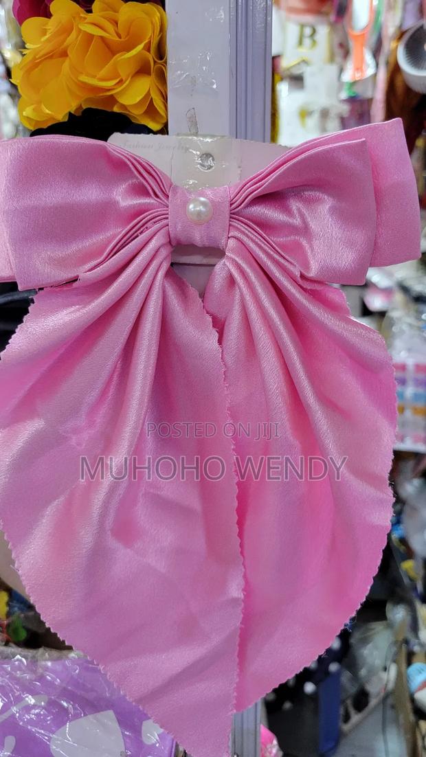 Light/Baby Pink Silk Hair Bow Clip - thumbnail 5