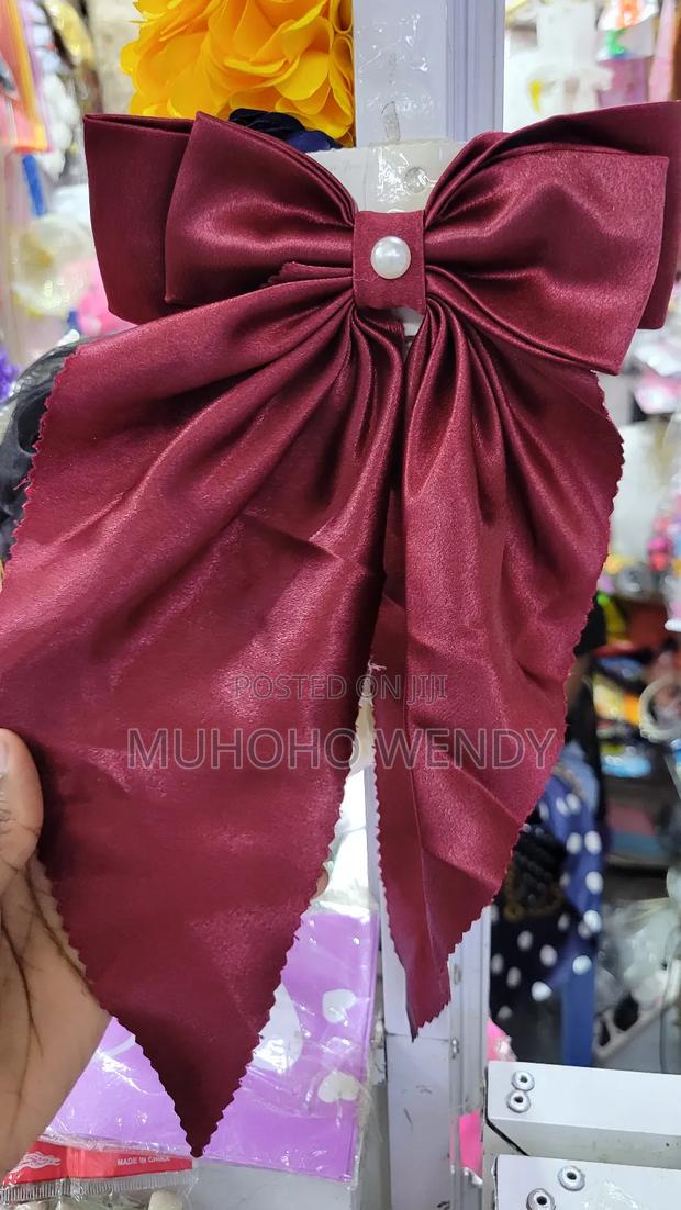 Maroon Silk Hair Bow Clip - main view