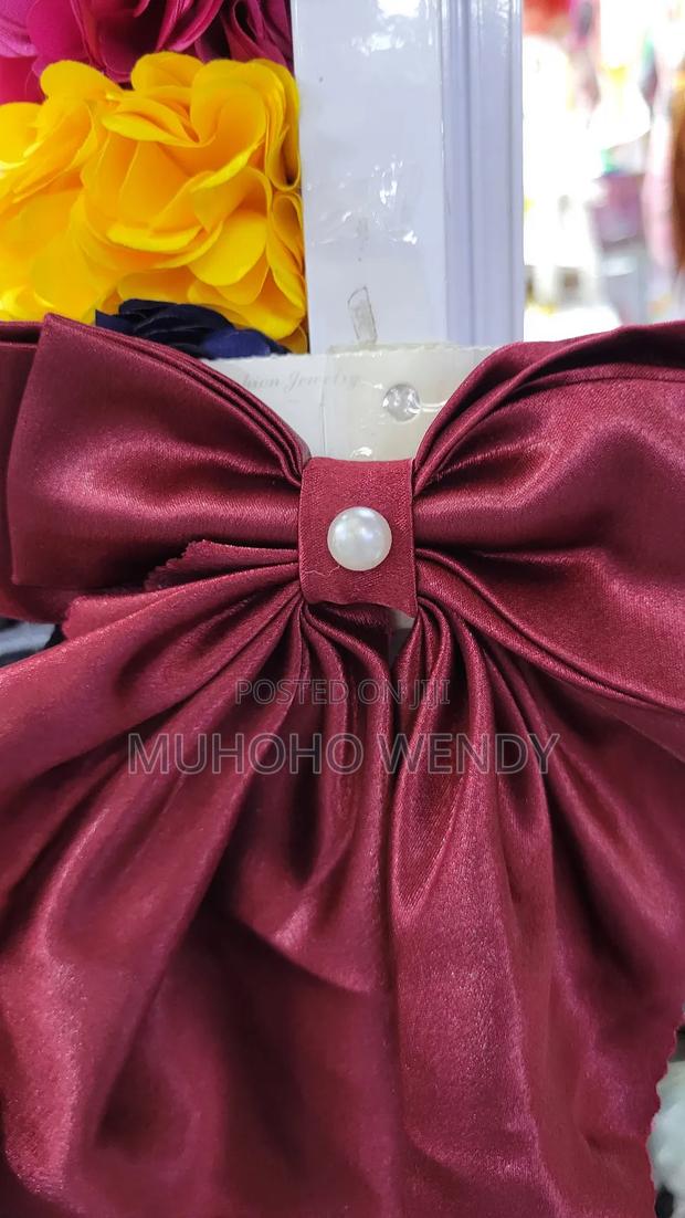 Maroon Silk Hair Bow Clip - thumbnail 3