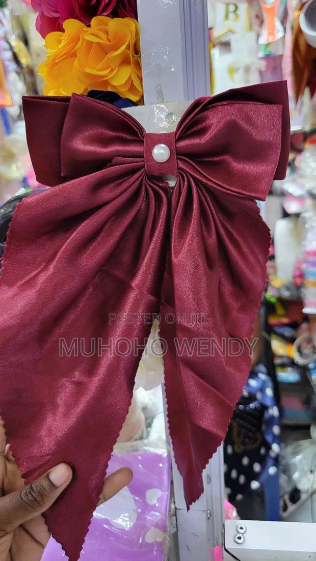 Maroon Silk Hair Bow Clip - thumbnail 4
