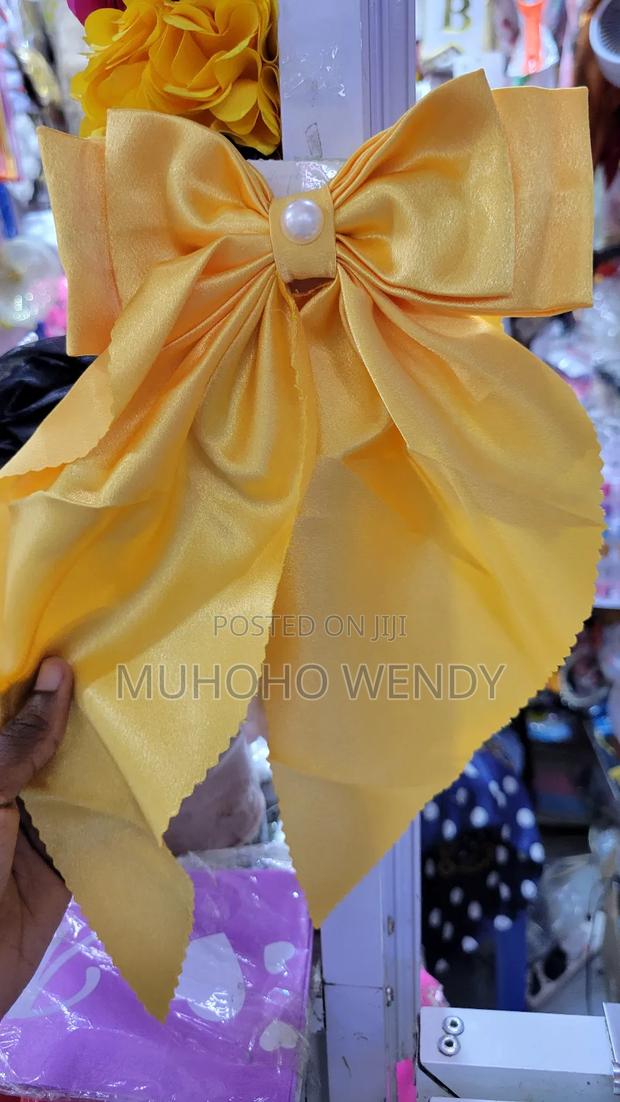 Gold Silk Hair Bow Clip - main view