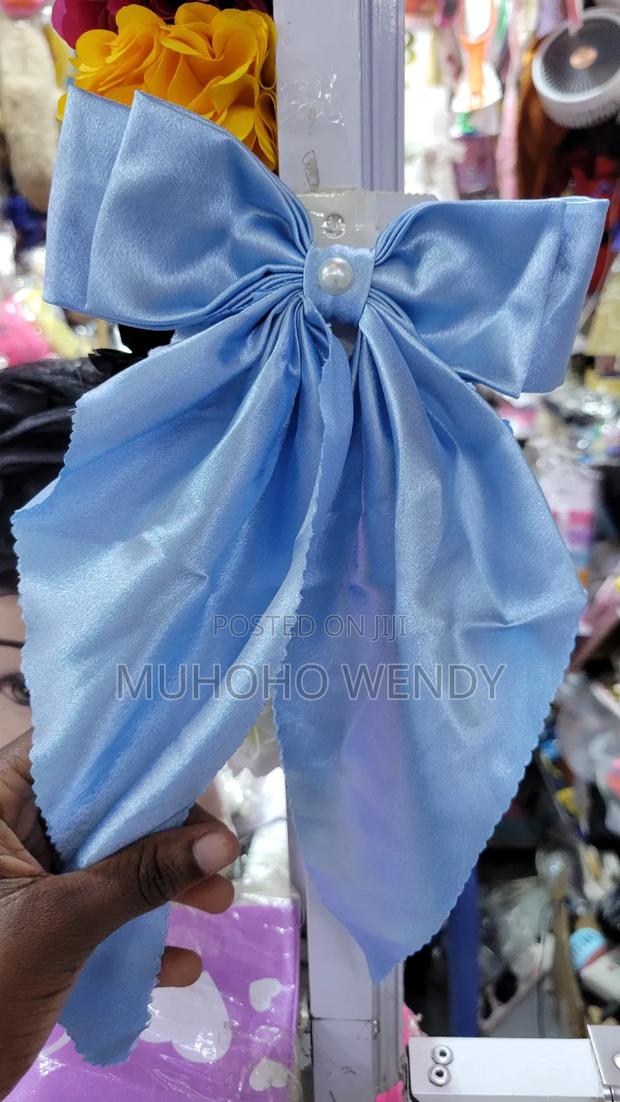 Light Blue Silk Hair Bow Clip - main view