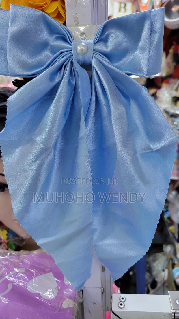 Light Blue Silk Hair Bow Clip - thumbnail 4