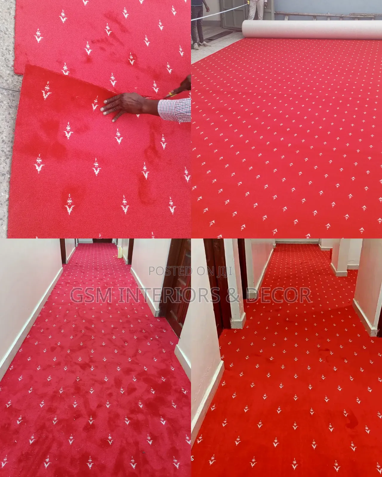Executive Red Office Carpets in Spearheaded Patterns