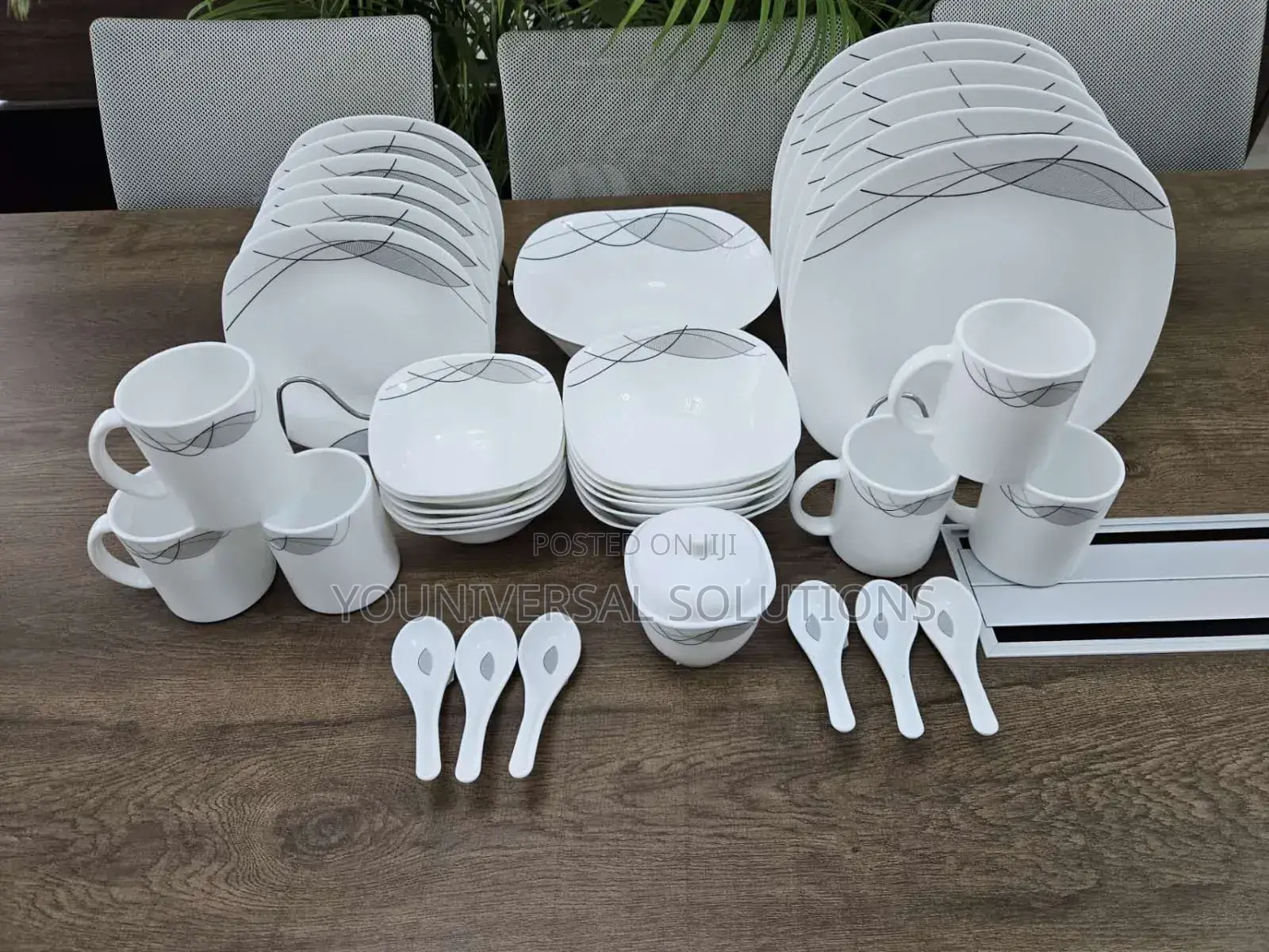 Square Opal Glass Dinner Set 39pcs