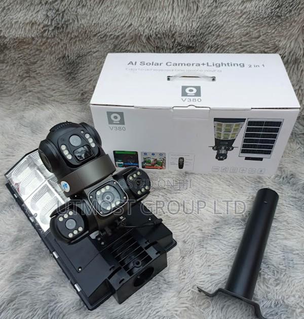 V380 4g Solar CCTV Triple Lens With Flood Light