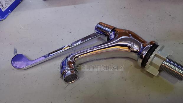 Chrome Pillar-Mounted Push Tap - main view