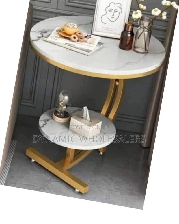 Console Bedside Cabinet Double Layer MDF Marble Effect Coffees Table