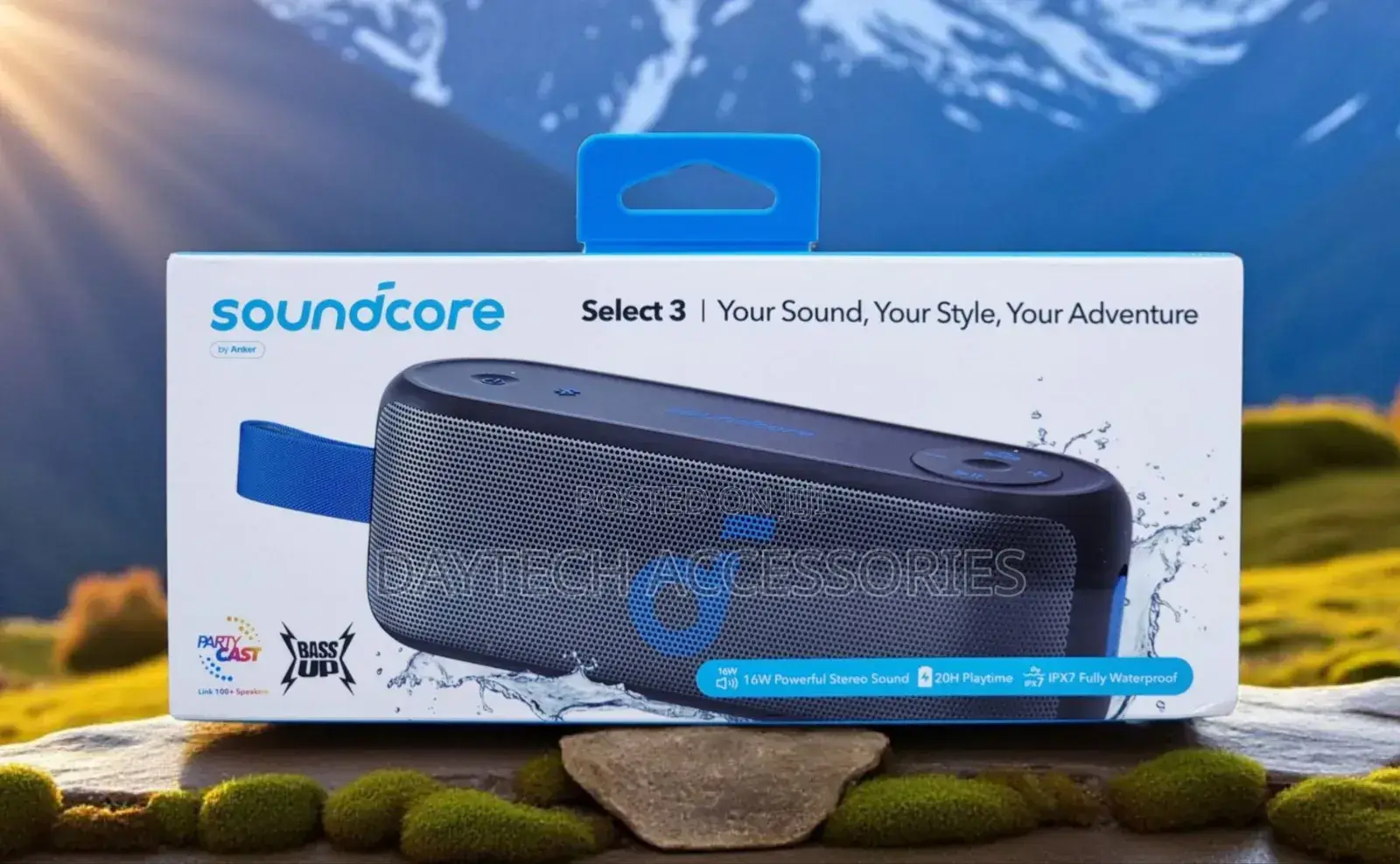 The Anker Soundcore Select 3 Portable Wireless Bluetooth Speaker.
