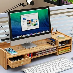 Desktop Computer Bamboo Monitor Stand