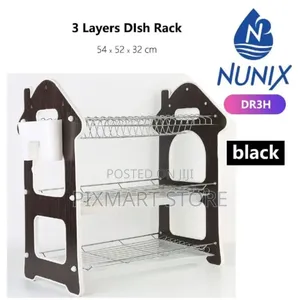 Nunix 3-Tier Black Dish Rack With Removable Drain Trays