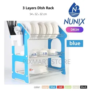 Nunix 3-Tier Blue Dish Rack Dr3h – 54×52×32 Cm Kitchen Organizer