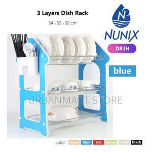 Nunix 3-Tier Blue Dish Rack Dr3h – 54×52×32 Cm Kitchen Organizer