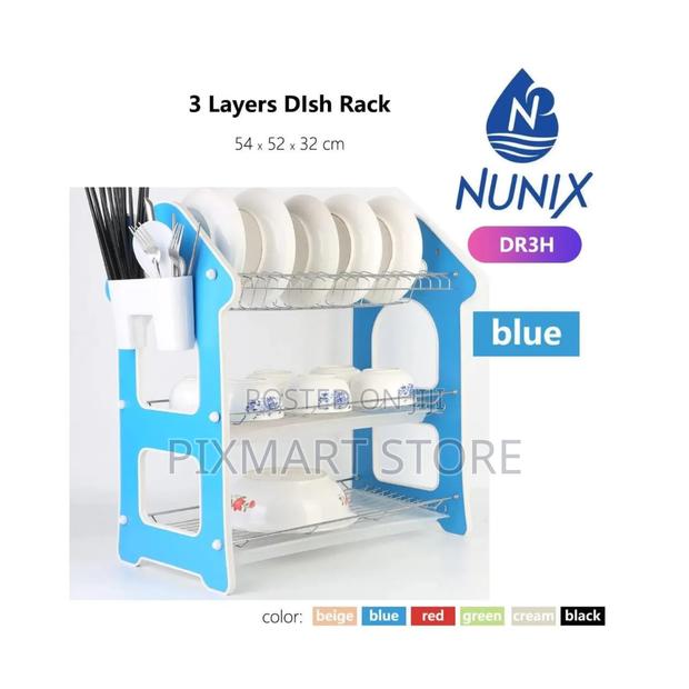 Nunix Dr3h 3-Level Blue Dish Drying Rack, 54×52×32 Cm - main view