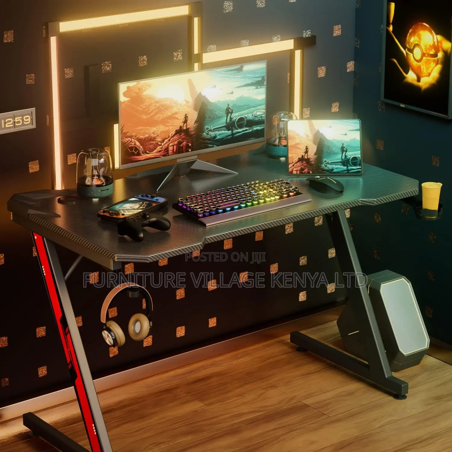 Z Shaped Gaming Table, Computer Table, Workstation