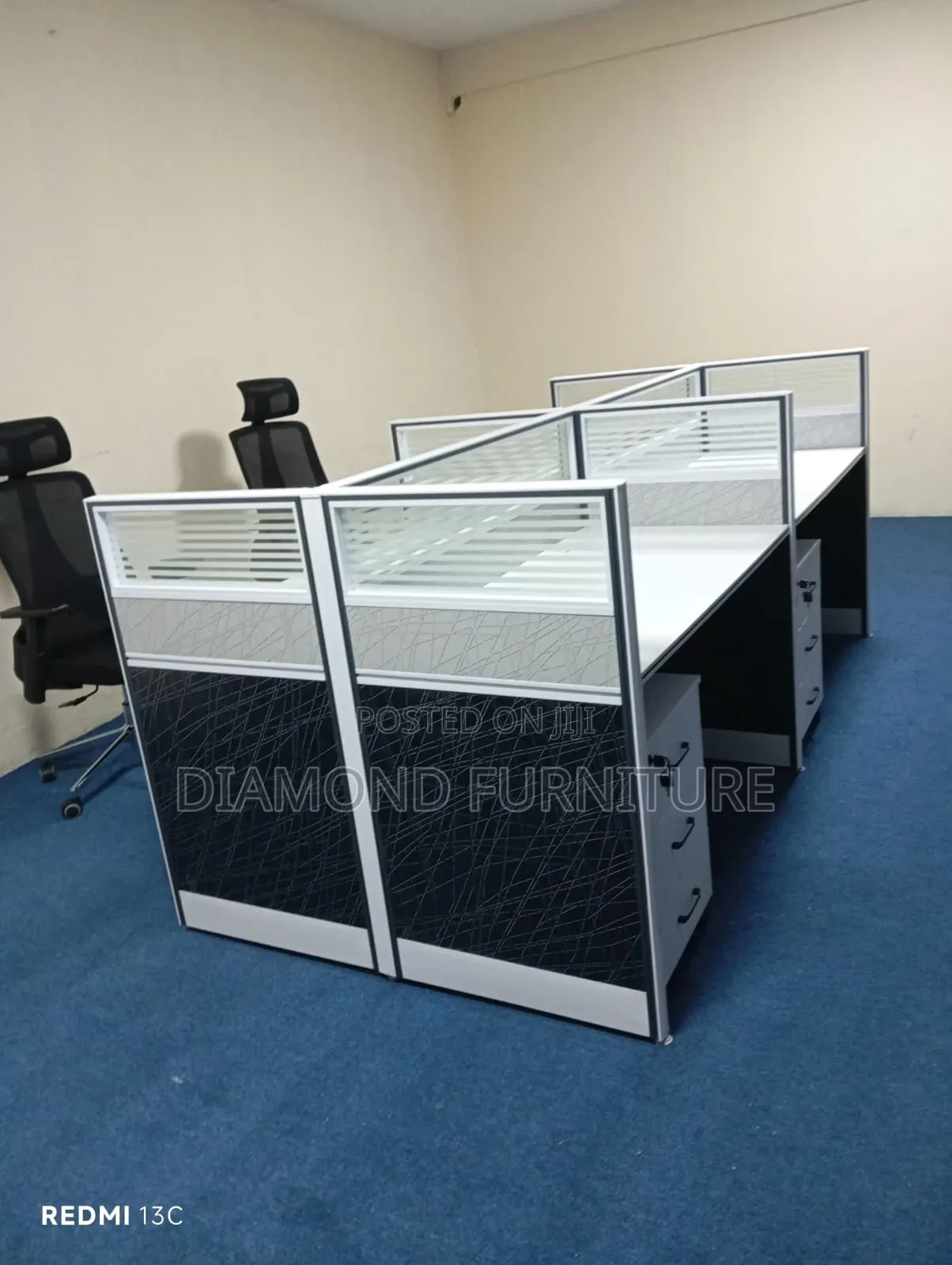 Seater Office Workstation With Partitions Drawers.