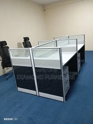 Seater Office Workstation With Partitions Drawers.