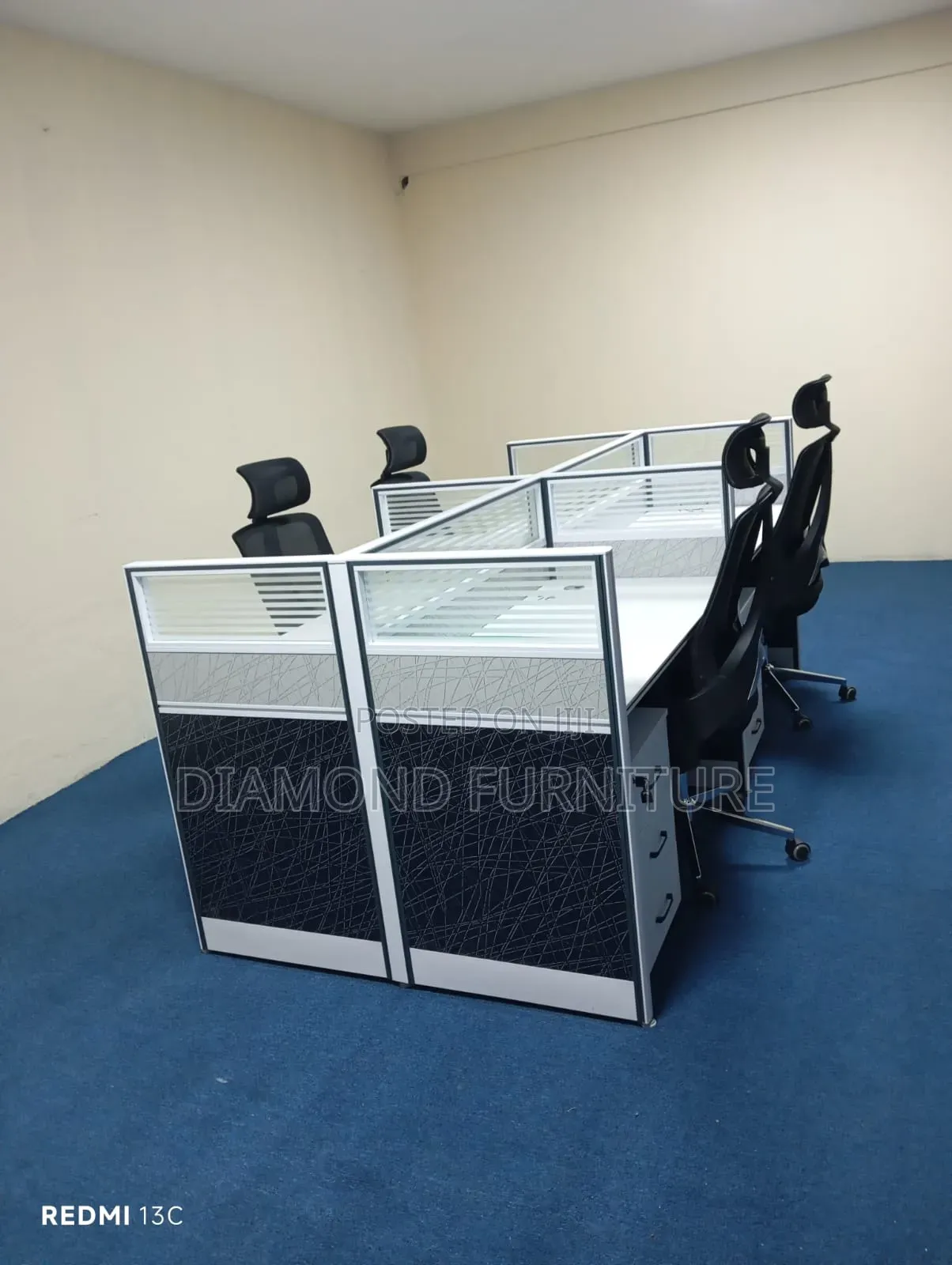 Seater Office Workstation With Partitions Drawers.