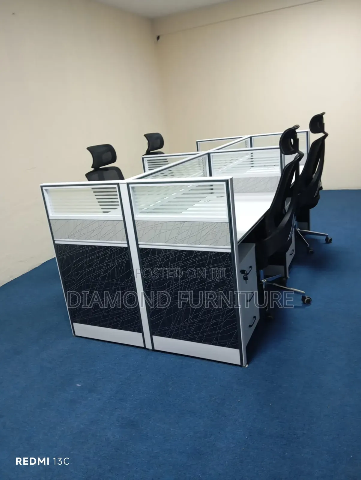 Seater Office Workstation With Partitions Drawers.