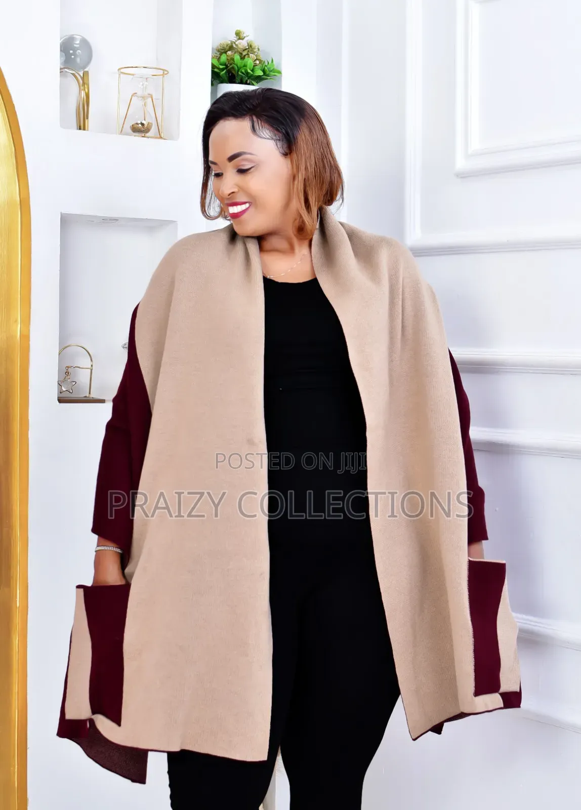 Stylish 2 Colors Ponchos With Pockets