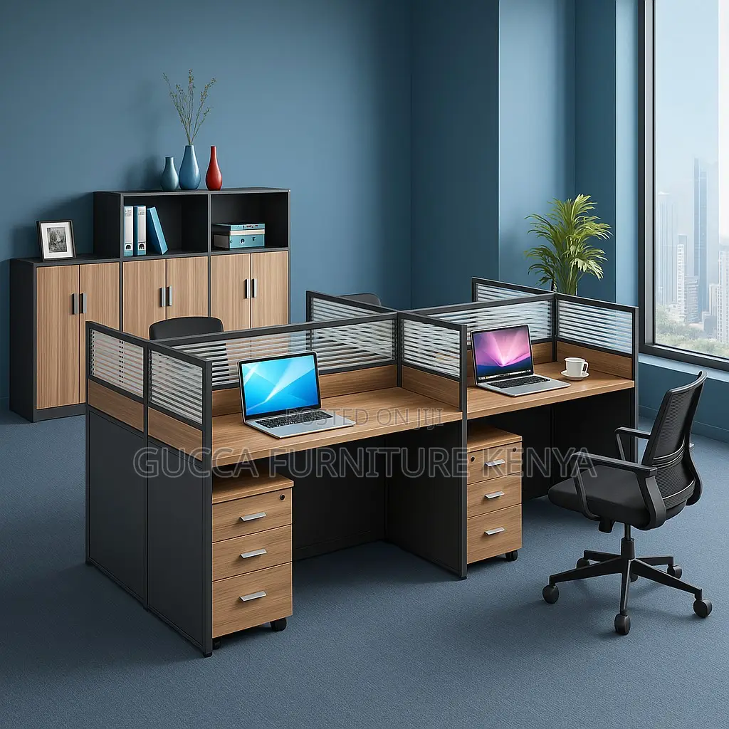 Brown 4-seater Modular Office Workstation