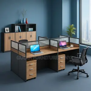 Brown 4-seater Modular Office Workstation