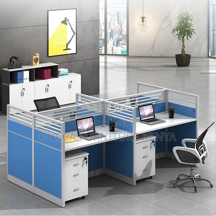 Brown 4-seater Modular Office Workstation