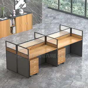 Brown 4-seater Modular Office Workstation