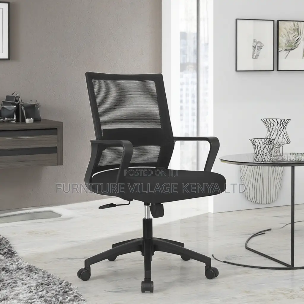 Office Chair: Black Captain Mesh Office Chair