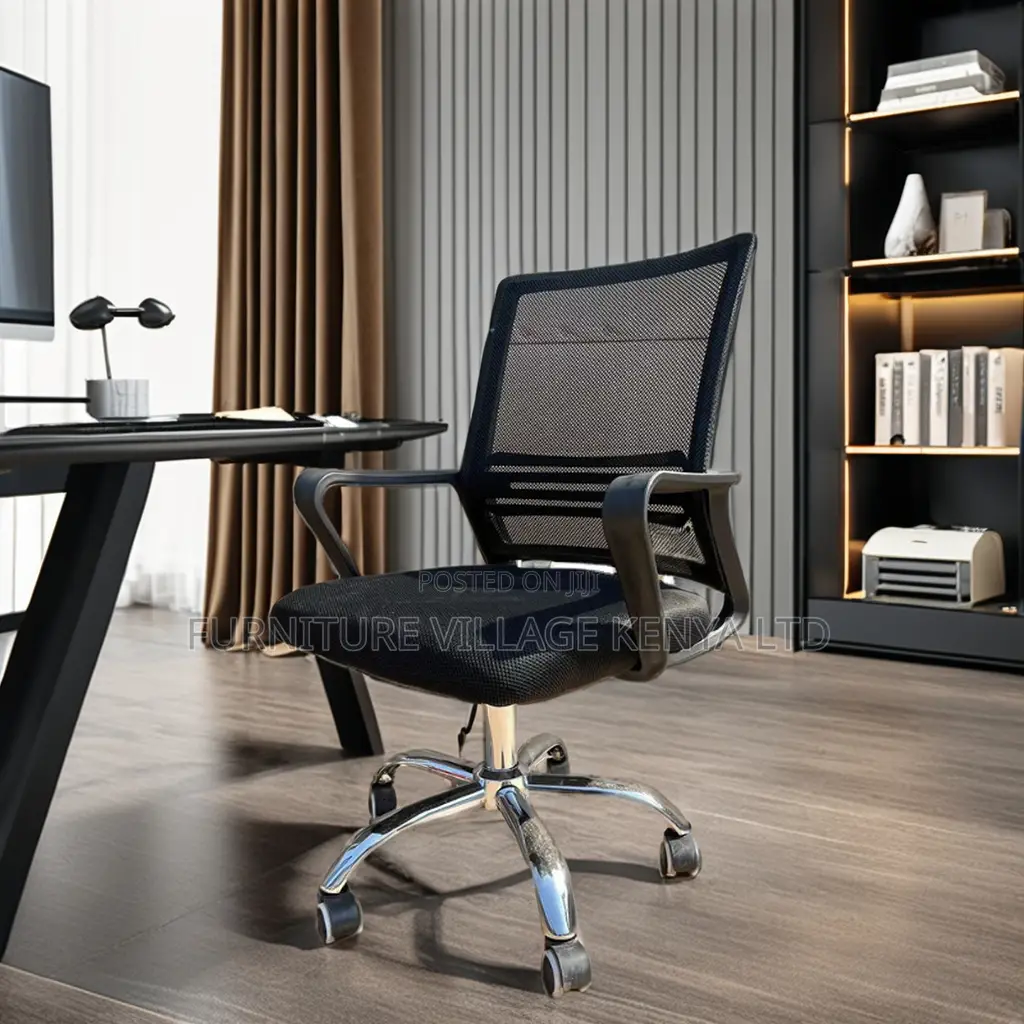 Office Chair: Black Captain Mesh Office Chair