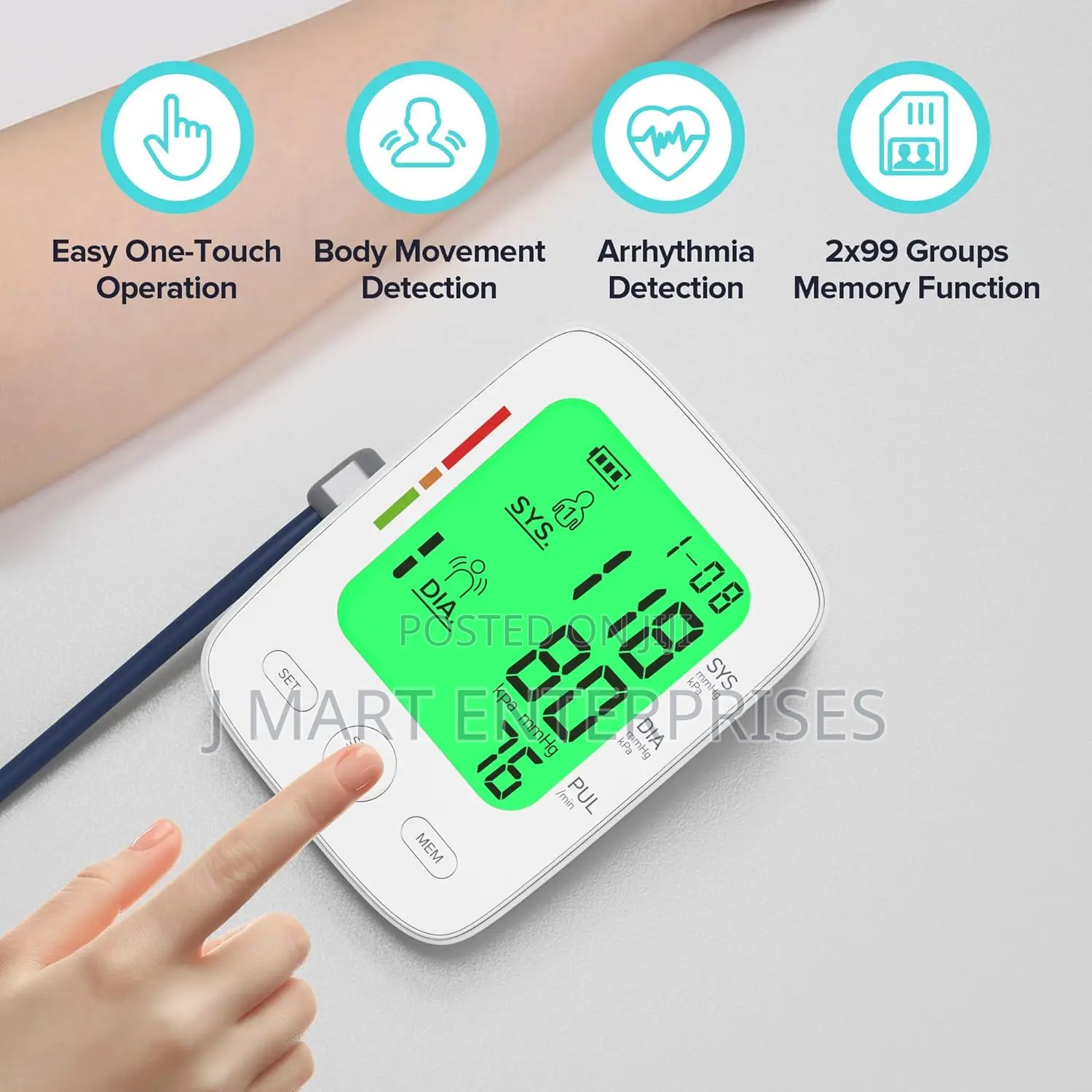 Automatic Upper Arm Blood Pressure Machine With Large LCD