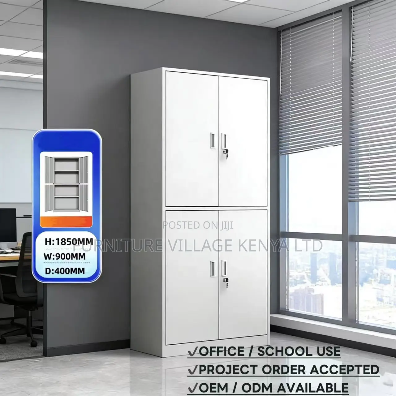 Office Cabinet; 4- Door Swing Office Storage Cabinet