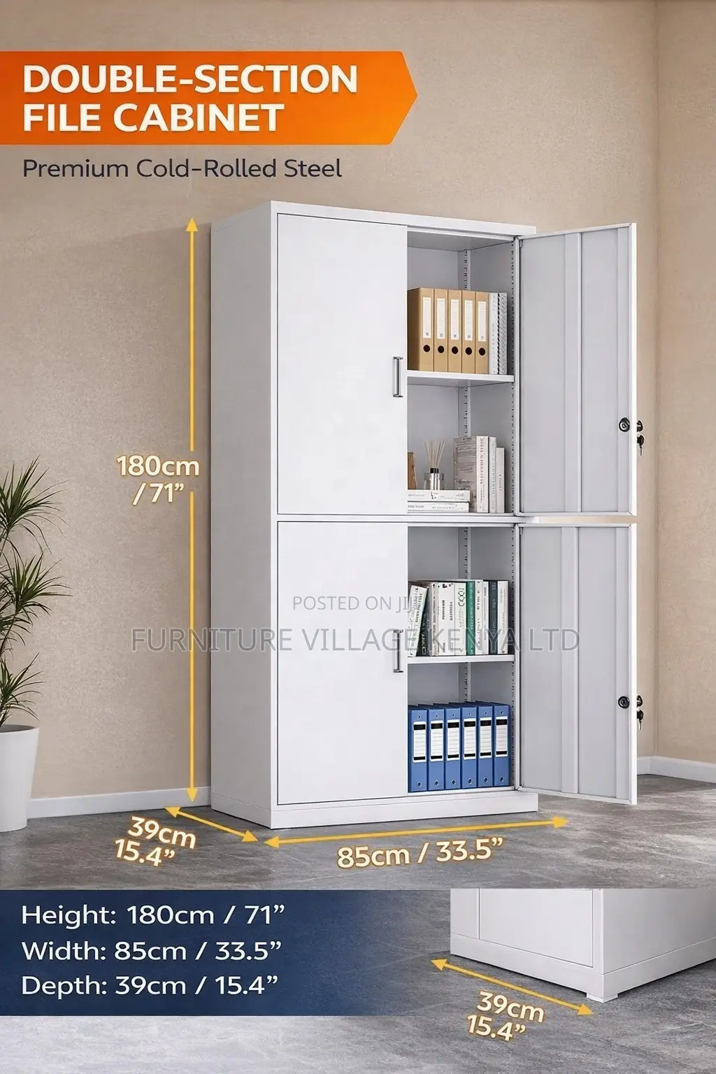 Office Cabinet; 4- Door Swing Office Storage Cabinet