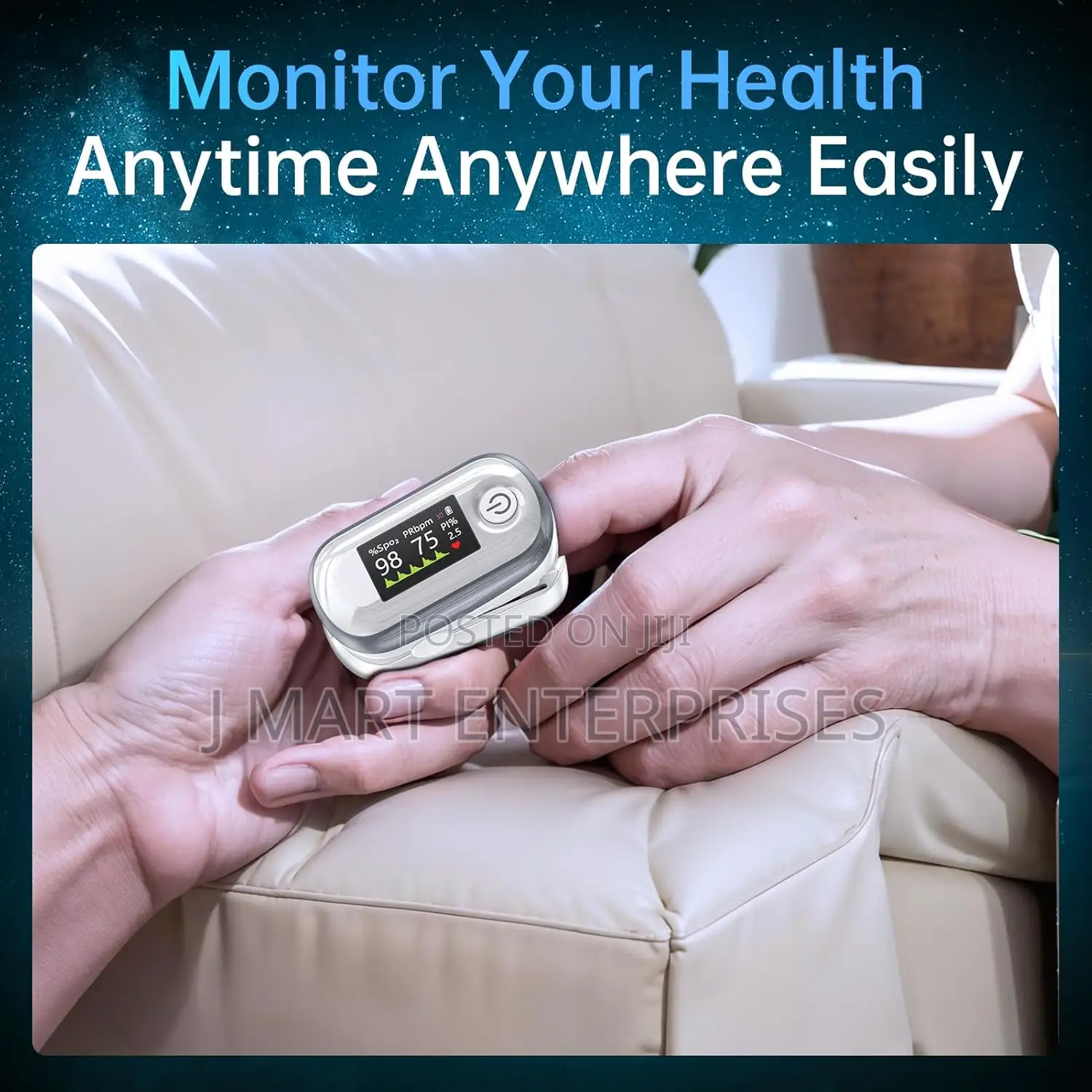 Pulse Oximeter, 4 Color Oled Display Oxygen Monitor Fingertip