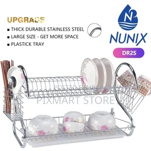 Nunix Dr2s 2‐Tier Stainless Steel Dish Rack With Removable Drain Tray