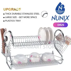 Nunix Dr2s 2‐Tier Stainless Steel Dish Rack With Removable Drain Tray