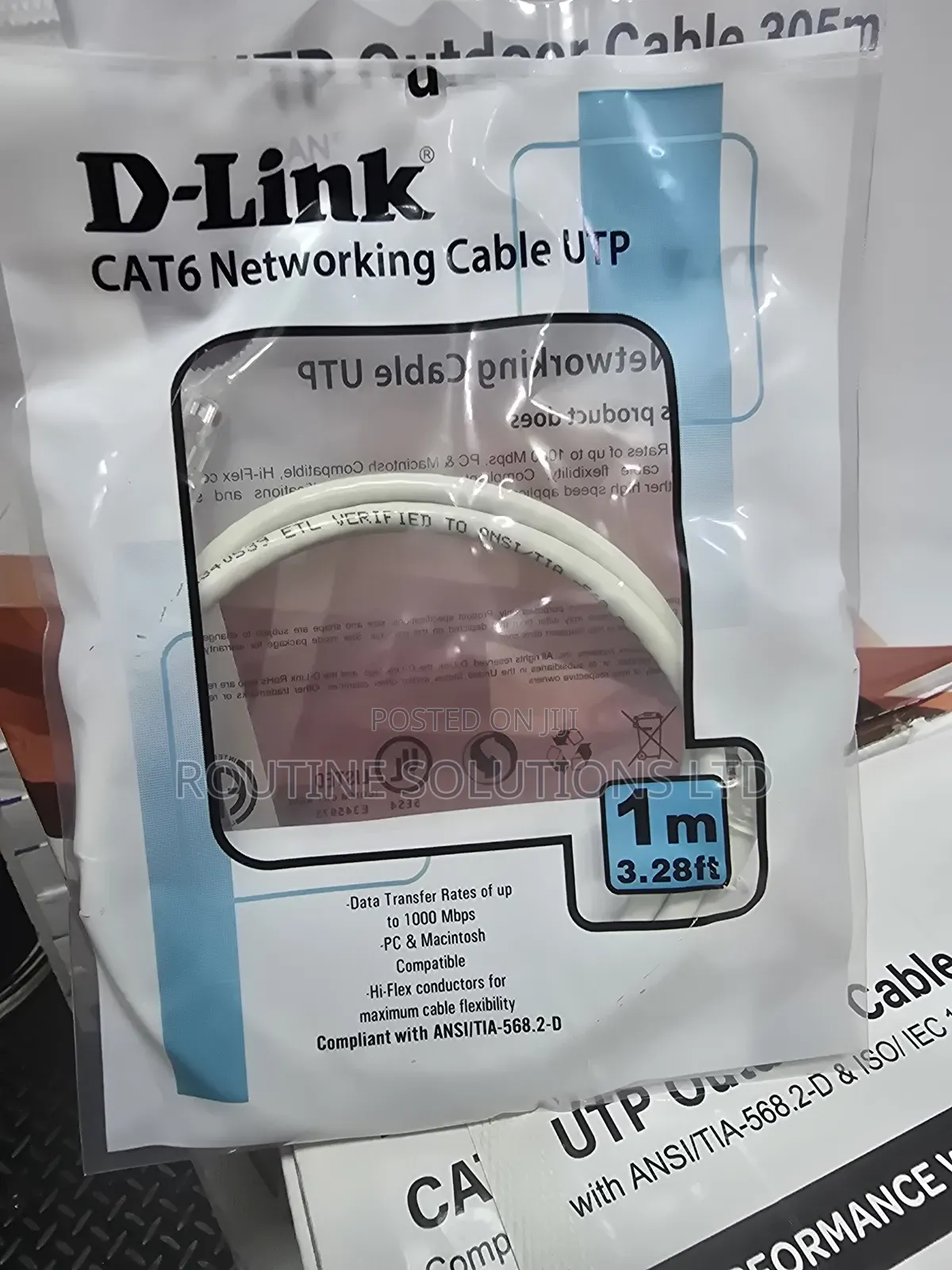 D-Link Cat6 Networking Cable Utp Patch Cord 1m