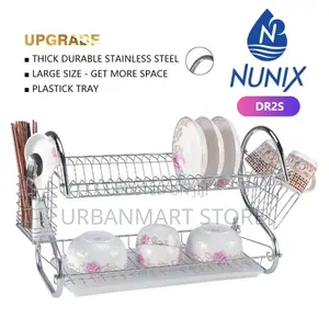 Nunix Dual‐Layer Stainless Steel Plate Utensil Rack With Drip Tray