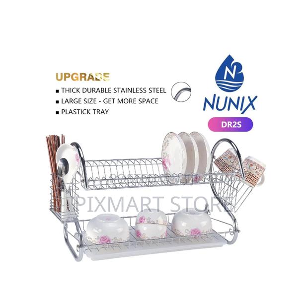 Nunix 3-Tier Large Stainless Steel Dishrack With Cutlery Holders