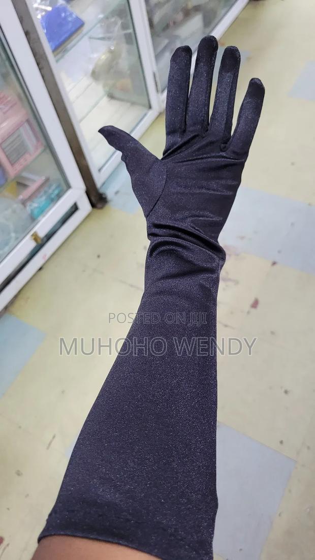 Long Silk Black Gloves - main view