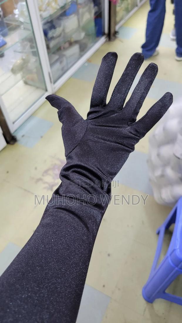 Long Silk Black Gloves - thumbnail 2