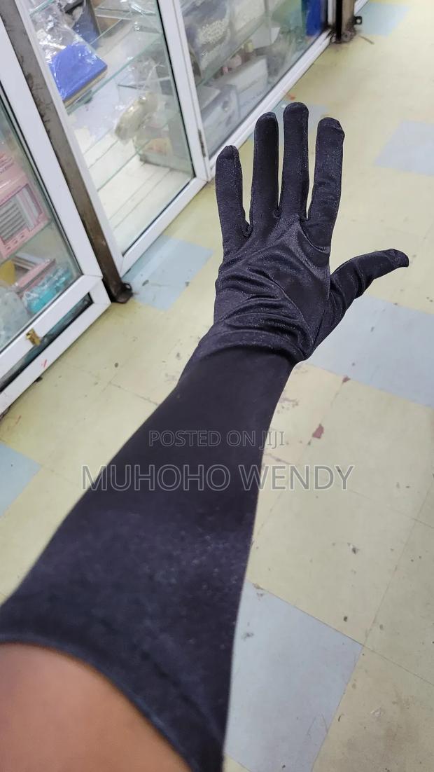 Long Silk Black Gloves - thumbnail 3