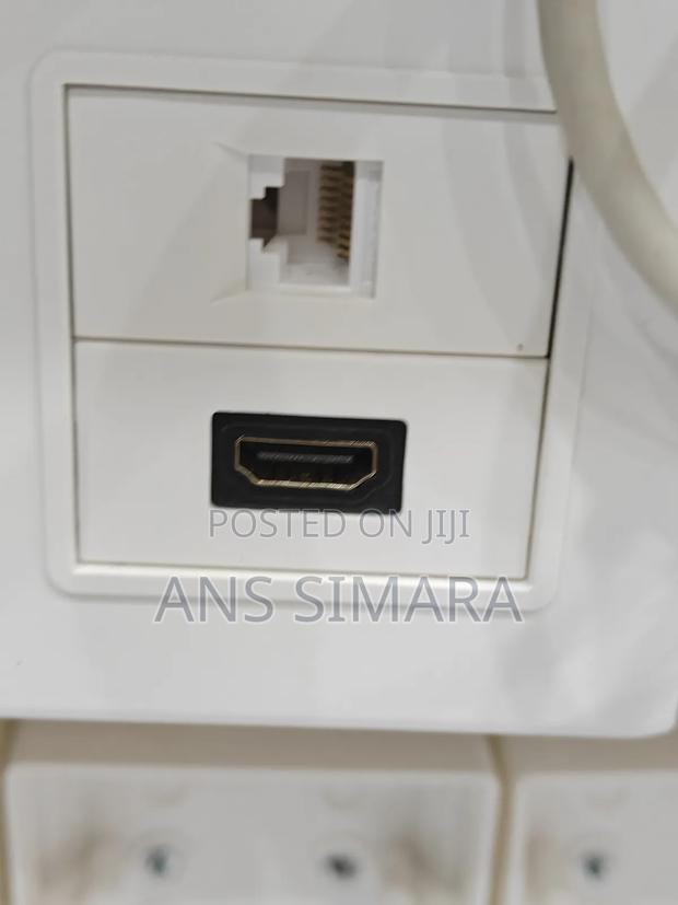 Wall Mount Face Plate Featuring Both an Hdmi Port and an Rj45