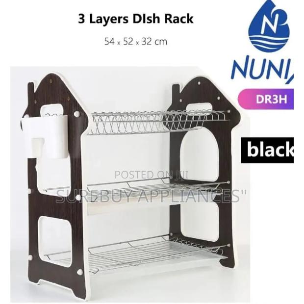 Premium Stainless Steel 3-Tier Dish Rack With Drip Trays - main view
