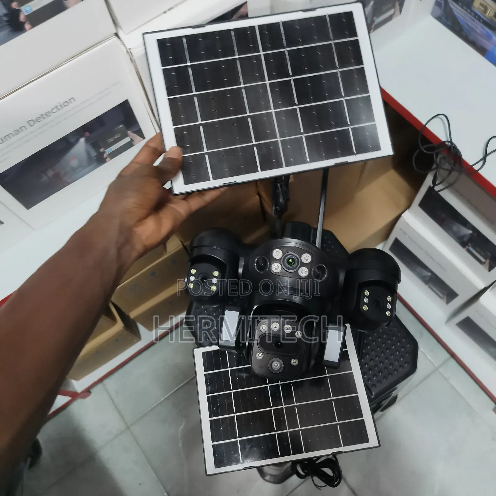 Dual Solar CCTV Camera 4 Lens Dual Panel