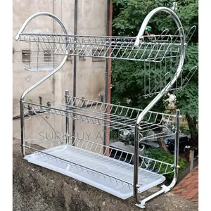 Stainless Steel 3-Tier Dish Drying Rack With Drip Trays